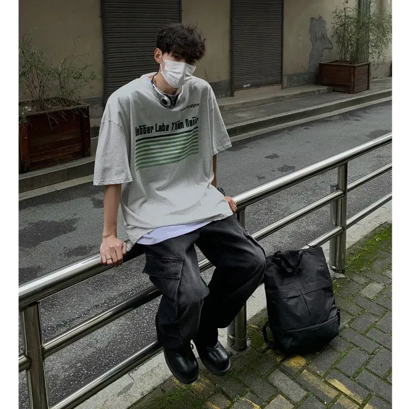 Wiaofellas  -  Streetwear Men's Cotton Short Sleeve T-shirt Summer Oversized Loose Breathable Hip Hop Print Y2k Tops Tees Harajuku Goth Clothes