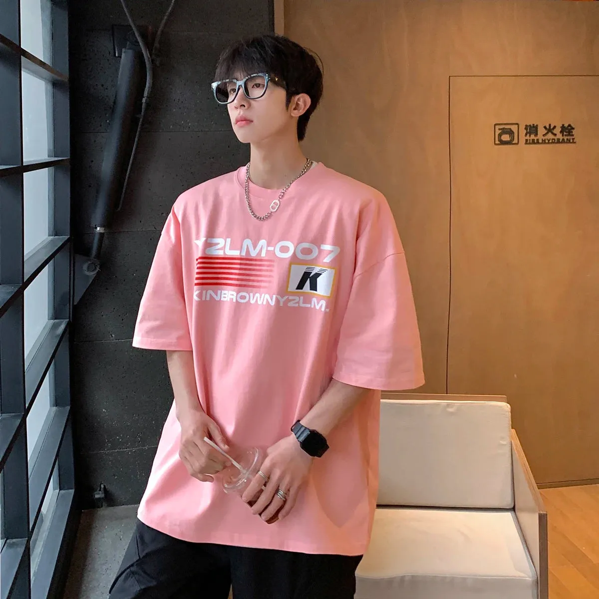 Wiaofellas  -  Y2k Mens Cotton Loose T-shirts Korean Oversized T Shirt 5XL Casual Summer Fashion Letter Print Tee Shirts for Men Clothing