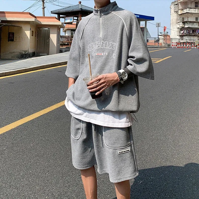 Wiaofellas  -  Y2K Summer Streetwear Tracksuit Men Hip Hop Loose Suit Korean Fashion T-shirt   Shorts Sets Mens High Street Two-piece Sets