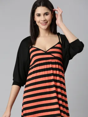 Women Black Striped Maxi Dress