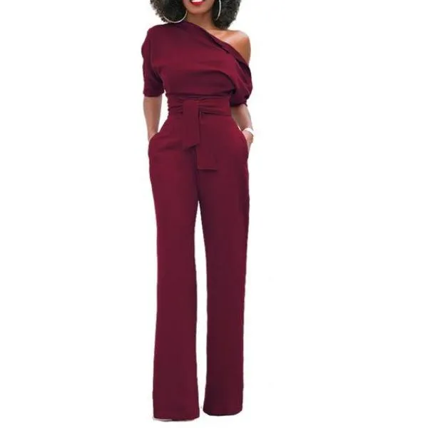 Women One Shoulder Jumpsuit (Plus Size)