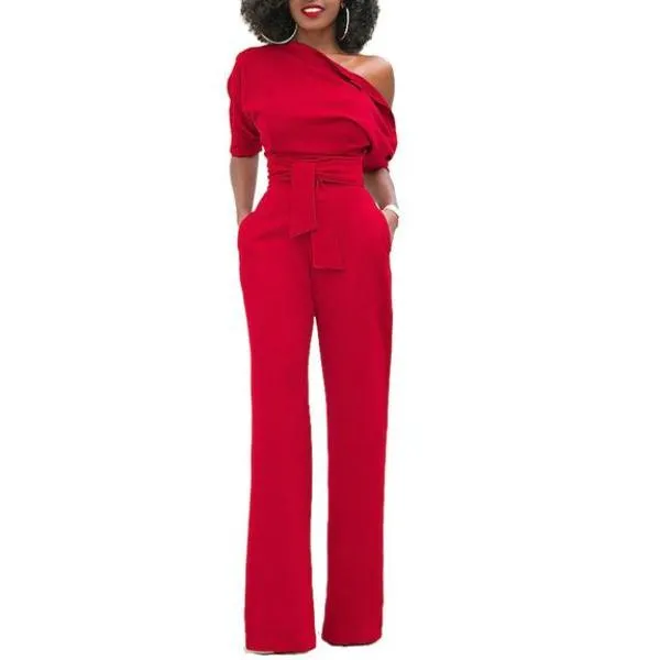 Women One Shoulder Jumpsuit (Plus Size)