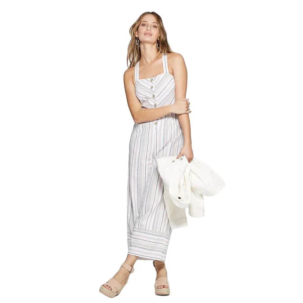 Women's Striped Square Neck Wide Leg Jumpsuit,Multi