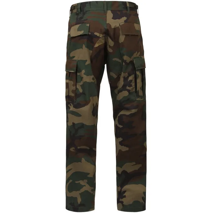 Woodland Camouflage - Military BDU Pants with Zipper Fly - Cotton Polyester Twill