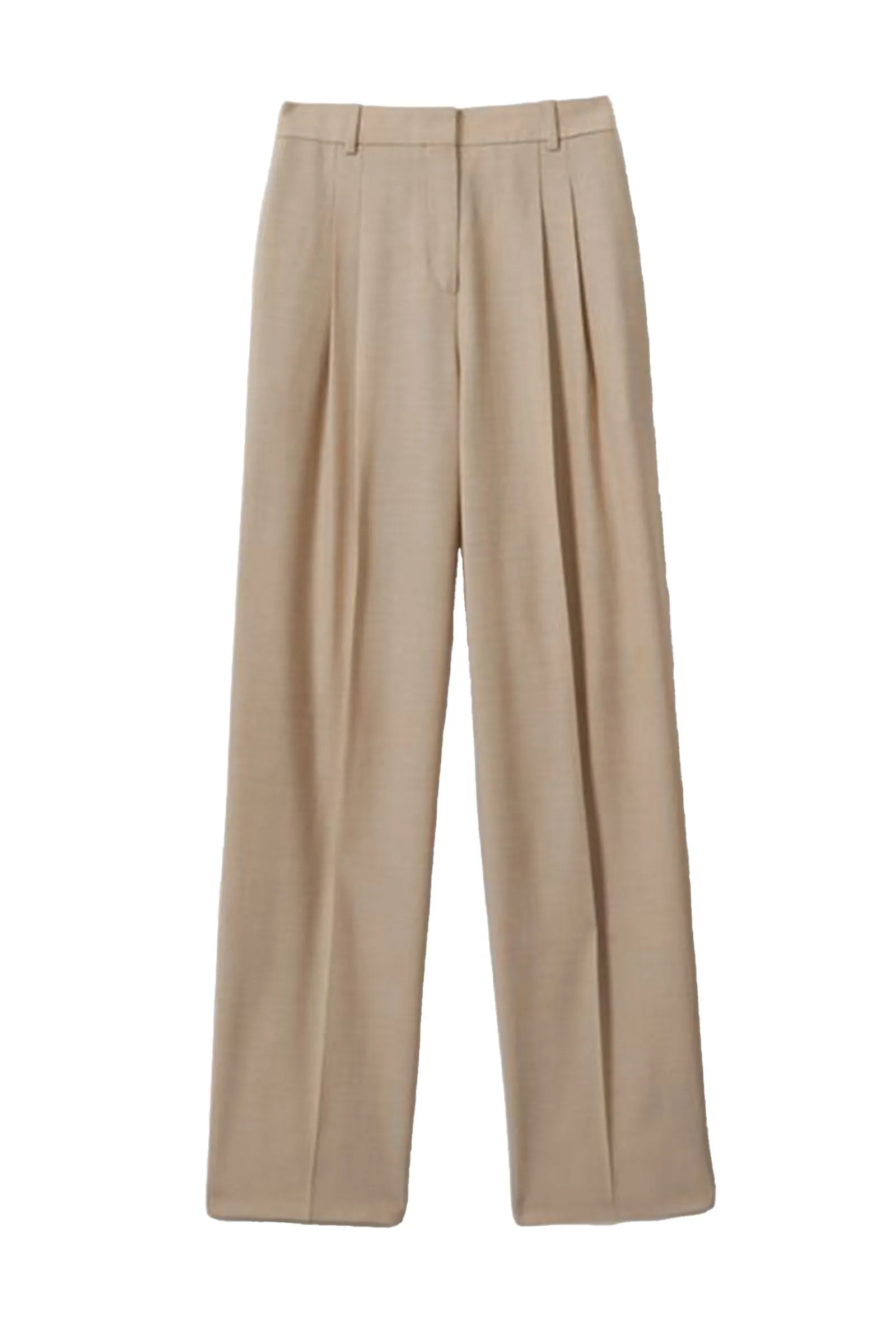 Wool Pleat Front Wide Leg Suit: Trousers