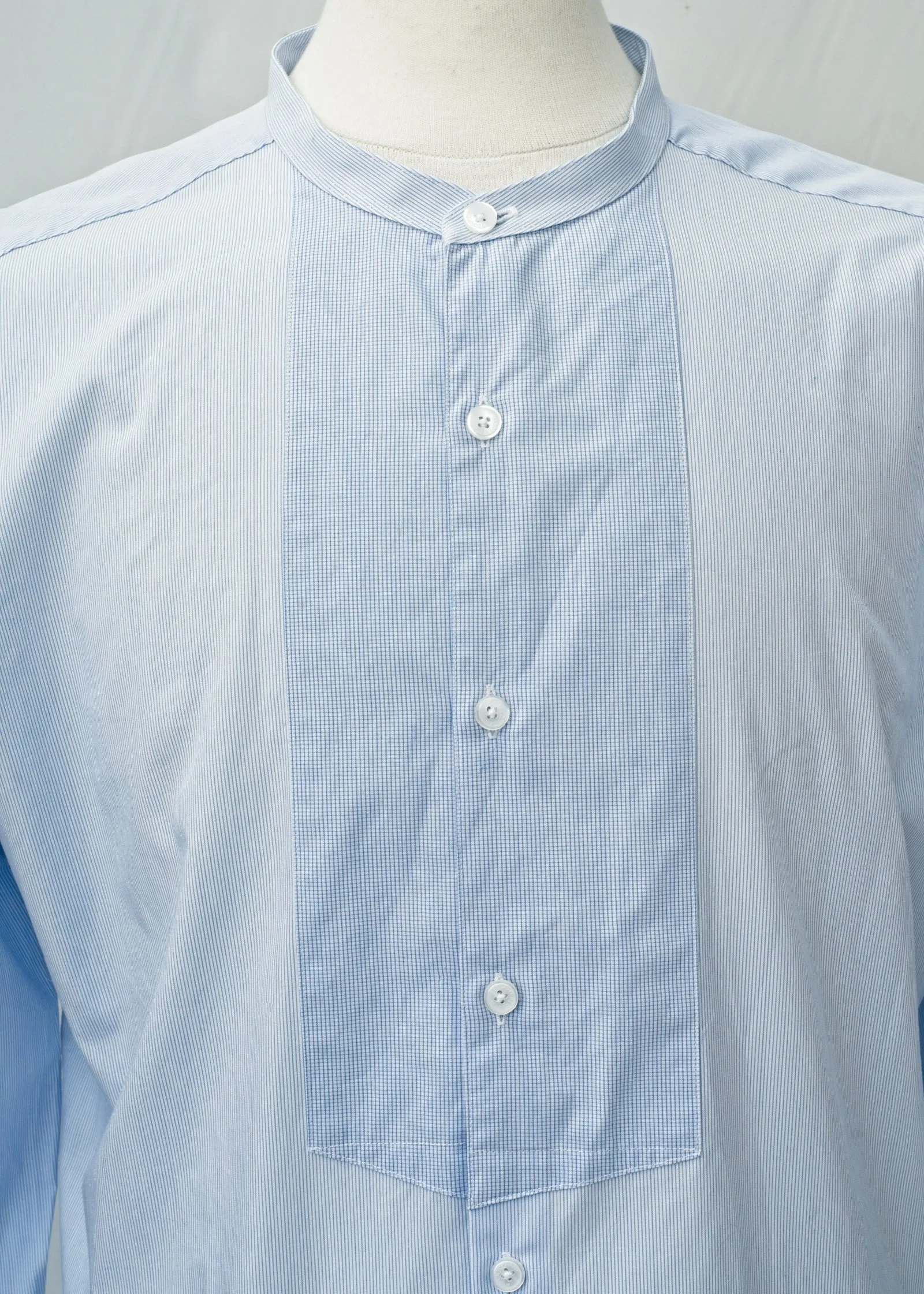 Y2K Blue Jasper Conran Collarless Grandad Shirt