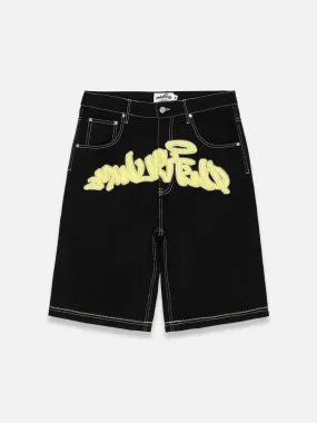 Y2K Embroidered Letter Jorts